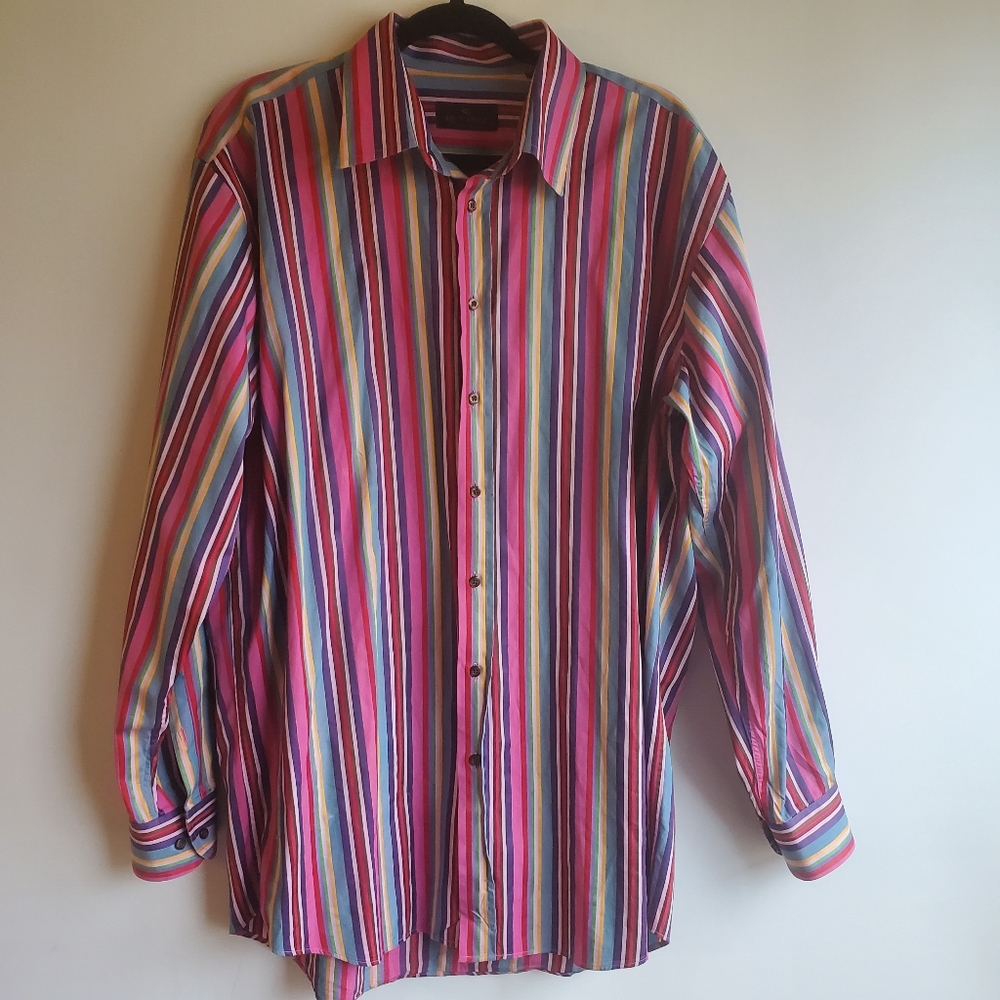 ETRO MILANO MEN'S MULTICOLOR LONG SLEEVE BUTTON DOWN SIZE 44